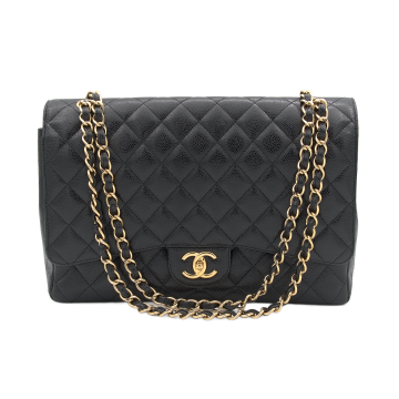 Chanel Quilted Caviar Jumbo Classic Flap Bag Full Set