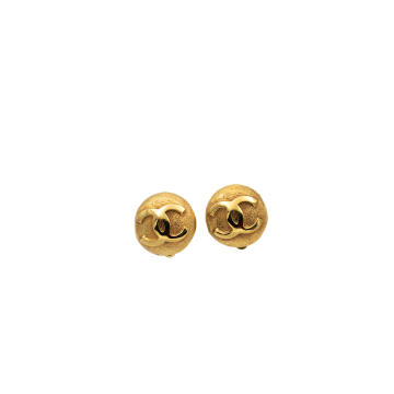Chanel Gold Plated CC Earrings
