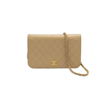 Chanel Beige Lambskin Full Flap