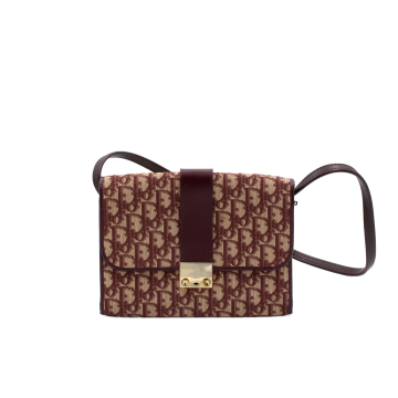 Dior Burgundy Monogram Red Shoulder Bag