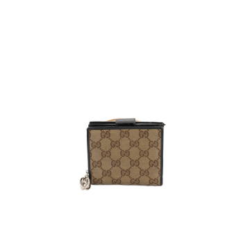 Gucci GG Canvas Bifold Wallet with Black Leather Trim