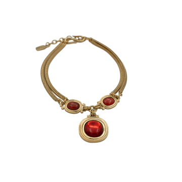 Saint Laurent Necklace Gold Red